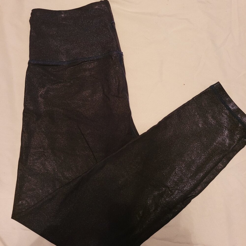 Blue metallic leggings
